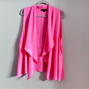 Kimono Draped Cardigan Pink Chiffon Plus 1X Open Front Sleeveless Duster 3666